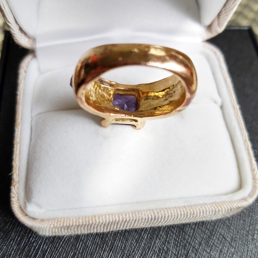 Turkish 18 K yellow filled gold purple amethyst stone ring size 8 - Picture 7 of 11